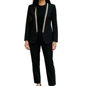 Zara Faux Suede Black Blazer Cardigan Jacket Fringe Hem Sleeves Women Size XS